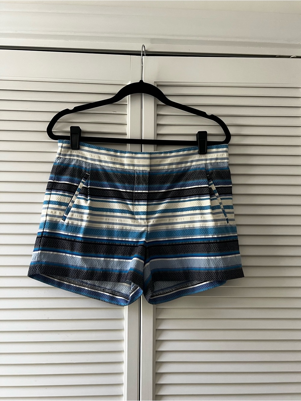 J. Crew Blue & White Striped High Waist Shorts